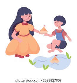Flache Illustration der Geschwisterzeit