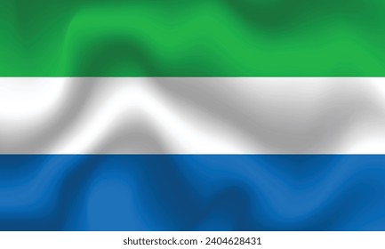 Flache Illustration der Flagge von Sierra Leone. Nationales Flaggendesign von Sierra Leone. Sierra Leone Wave Fahne.