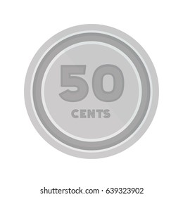 Flat illustration of a silver 50 cents