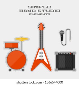 flat illustration of simple band studio element