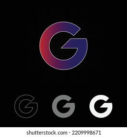Flat illustration of a simple and minimalistic logo with letter G