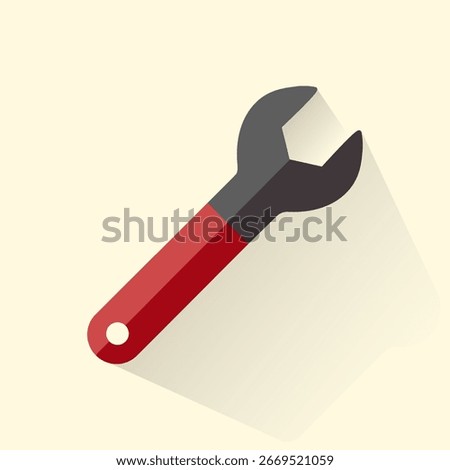 Flat illustration of simple wrench with red handle