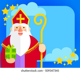 flat illustration of Sinterklaas with copy space