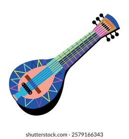 A flat illustration of sitar instrument