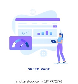 Flat Illustration Site Speed Concept. Illustration For Websites, Landing Pages, Mobile Applications, Posters And Banners