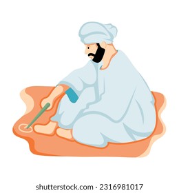 Flat illustration of sitting man 