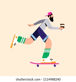 Flat illustration with a skater