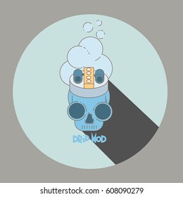 flat illustration of skull Vape shop logo
