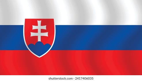 Flat Illustration of Slovakia flag. Slovakia national flag design. Slovakia Wave flag.
