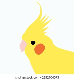 Flat illustration of a small cockatoo parrot .Australian bird 