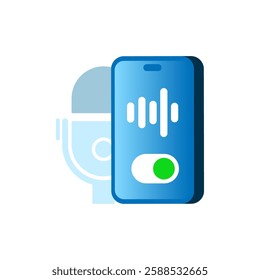 flat illustration of a smartphone with microphone icon. voice recording access permission. for apps, websites, or presentations related to audio recording, voice commands, privacy settings