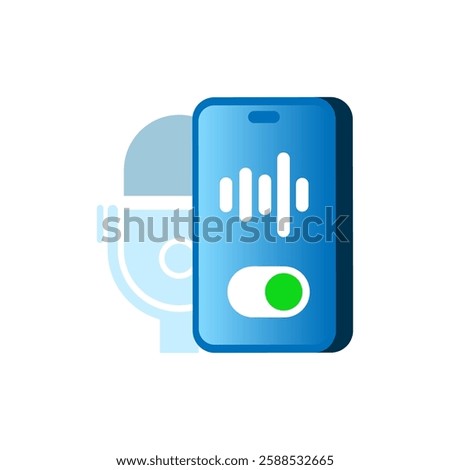 flat illustration of a smartphone with microphone icon. voice recording access permission. for apps, websites, or presentations related to audio recording, voice commands, privacy settings