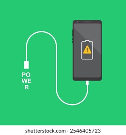 Flache Illustration Smartphone benötigen Strom, Aufladen