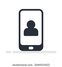 Flat illustration of a smartphone with a user icon on screen, concept of personal account, access or digital profile.