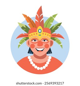 A flat illustration of smiling carnival performer character 