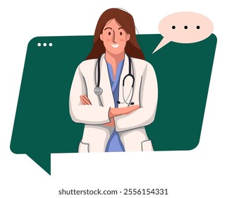Flat illustration of smiling doctors, paramedics and nurses isolated on white background. Portraits of male and female medic workers in uniform with stethoscopes. 