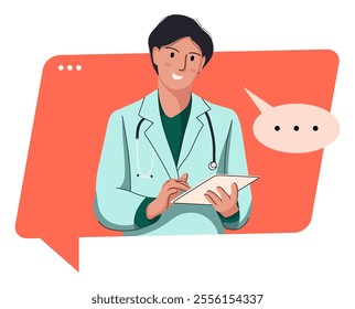 Flat illustration of smiling doctors, paramedics and nurses isolated on white background. Portraits of male and female medic workers in uniform with stethoscopes.