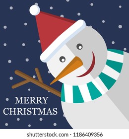 Flat illustration with a snowman.