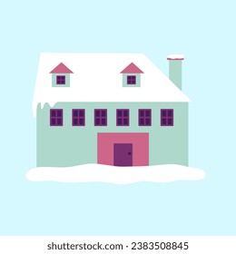 Flat Illustration Of Snowy House
