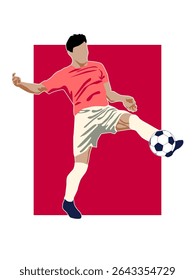 flat illustration of soccer player controling the ball