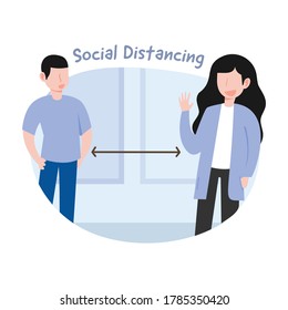 ilustración plana del distanciamiento social.