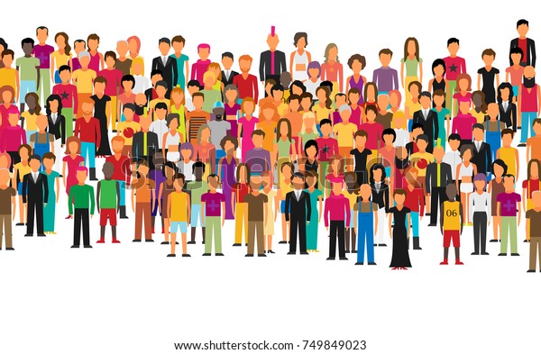 Flat Illustration Society Members Large Group Stock Vector (Royalty ...