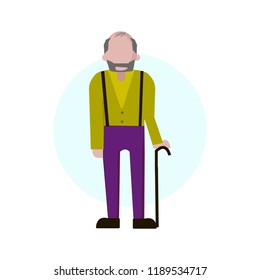 Flat Illustration Of Society Members .Old Man  Flat Design. Gaffer Flat Design.