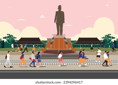 flat illustration of the Soekarno statue in Blitar district