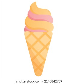 Flat illustration of soft serve ice cream cone
