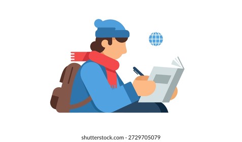 Flat illustration of someone writing