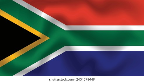 Flat Illustration of South Africa flag. South Africa flag national design. South Africa  Wave flag.