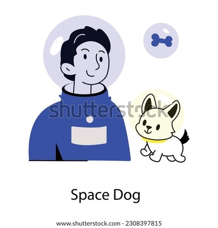 A flat illustration of space dog 