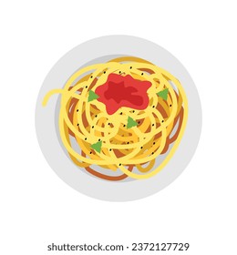 Ilustración plana del vector Spaghetti. Foods and Drinks Daily Illustration.