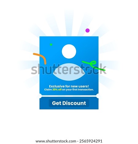 Flat illustration of a special discount for new users to get voucher. Perfect for UI design, e commerce platforms, mobile apps, or promotional materials related to first time customer offers