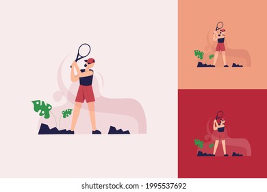 flat illustration sport of tennis