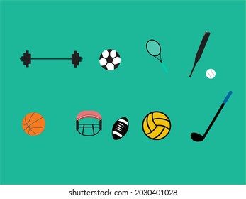 flat illustration of sports equipment to support in playing.