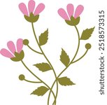 Flat Illustration of Spring Flower. Isolated on White Background. Vector Cartoon Illustration