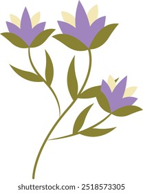Flat Illustration of Spring Flower. Isolated on White Background. Vector Cartoon Illustration