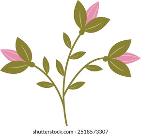 Ilustração plana da flor da primavera. Isolado no fundo branco. Ilustração de desenho animado de vetor