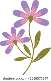 Ilustración plana de la flor de primavera. Aislado sobre fondo blanco. Ilustración de dibujos animados de Vector