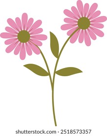 Flat Illustration of Spring Flower. Isolated on White Background. Vector Cartoon Illustration