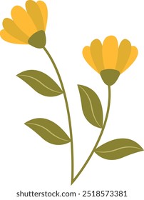 Ilustración plana de la flor de primavera. Aislado sobre fondo blanco. Ilustración de dibujos animados de Vector
