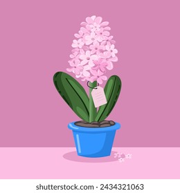 Flat illustration for spring season, geocynth, flower in pot svg