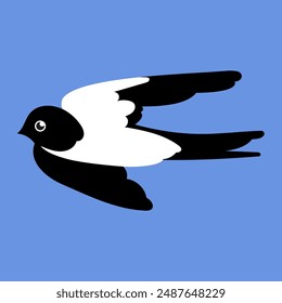 Ilustración plana de la golondrina de pajarito de primavera. Pájaro de primavera aislado.