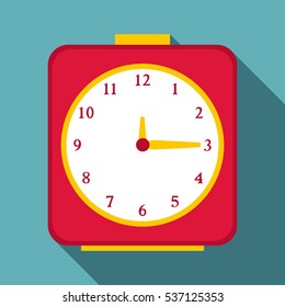 Flat illustration of square alarm clock vector icon for web