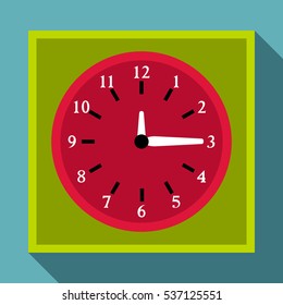 Flat illustration of square wall clock vector icon for web