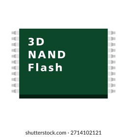 Ilustración plana de una memoria flash NAND 3D independiente utilizada para el almacenamiento de datos. Adecuado para explicar los sistemas de almacenamiento que admiten IA y computación a Grande escala