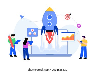 Flat illustration of startup projects