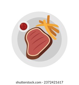 Flat Illustration of Steak Vector. Foods and Drinks Daily Illustration.