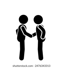 ilustración plana de una figura de palo y un stickman dándose la mano